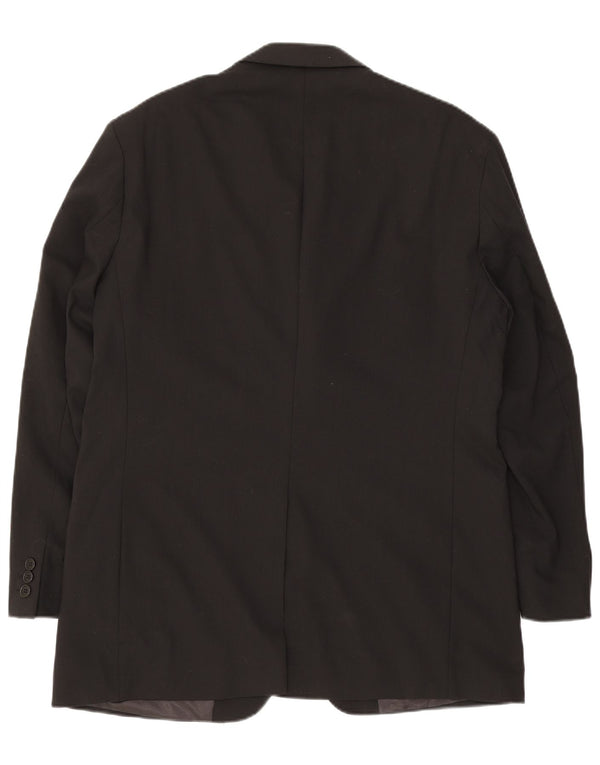Jaqueta blazer masculina de 3 botões Marks & Spencer Reino Unido 42 grande preta de lã nova