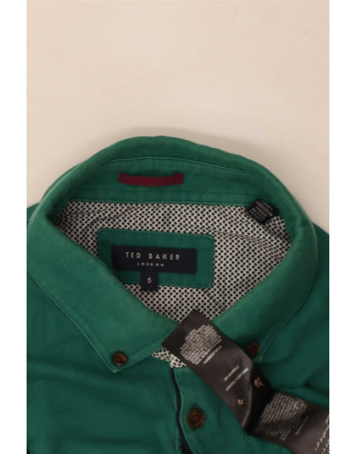 Camisa polo masculina Ted Baker tamanho 5 XL algodão verde
