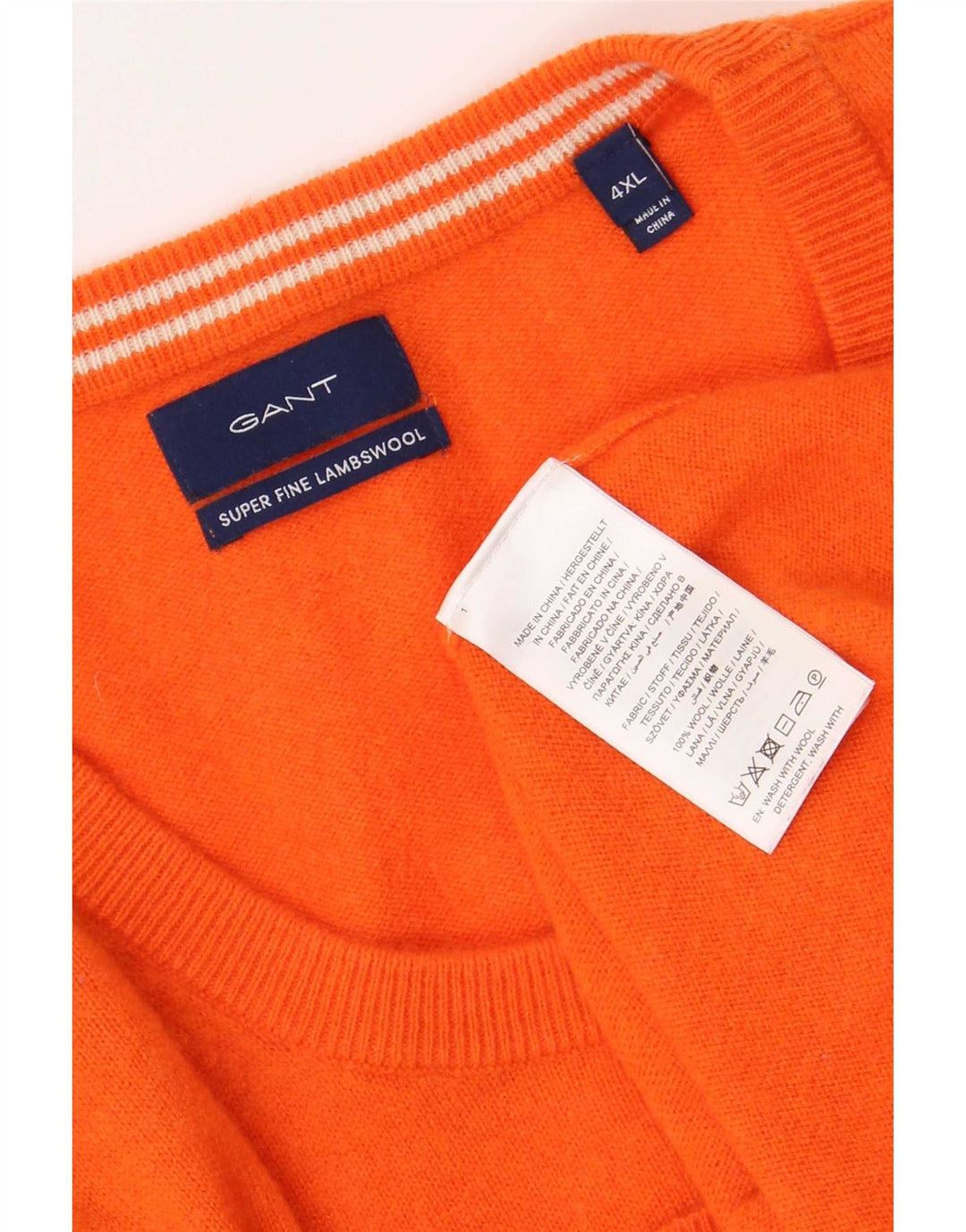 Suéter masculino Gant com gola redonda 4XL lã de cordeiro laranja