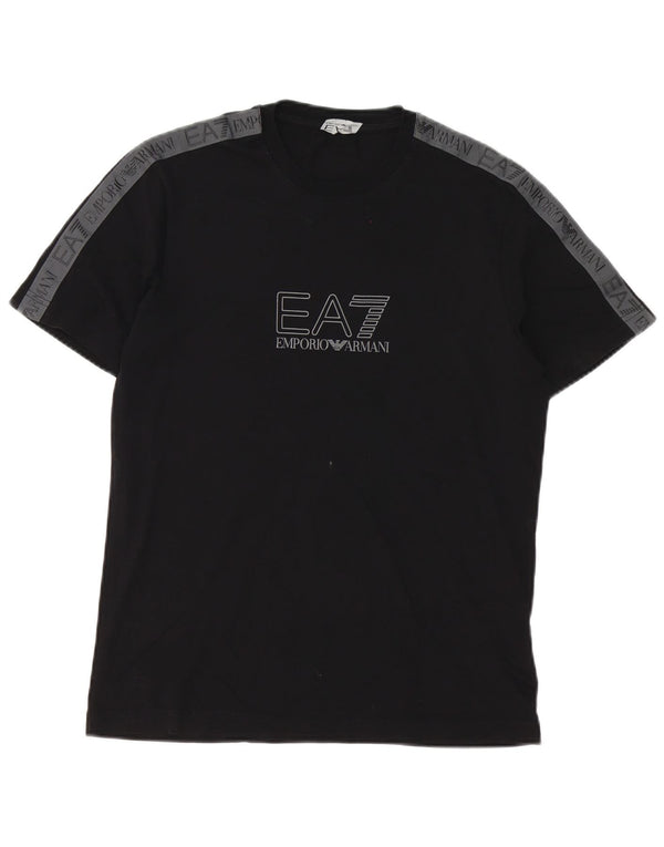 Camiseta gráfica masculina Emporio Armani XS preto colorblock algodão