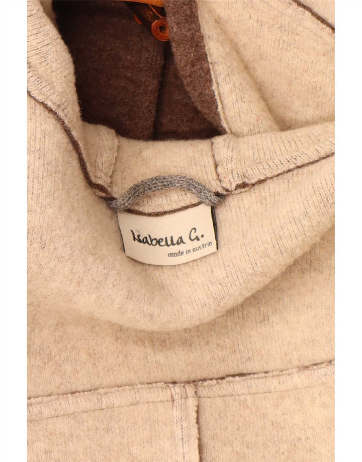 Casaco Duffle feminino com capuz Isabella G Reino Unido 14 marrom médio lã nova