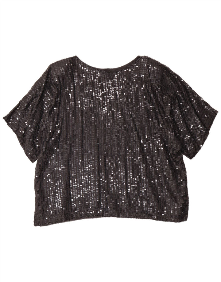 Blusa feminina VINTAGE oversized IT 50 XL preta viscose
