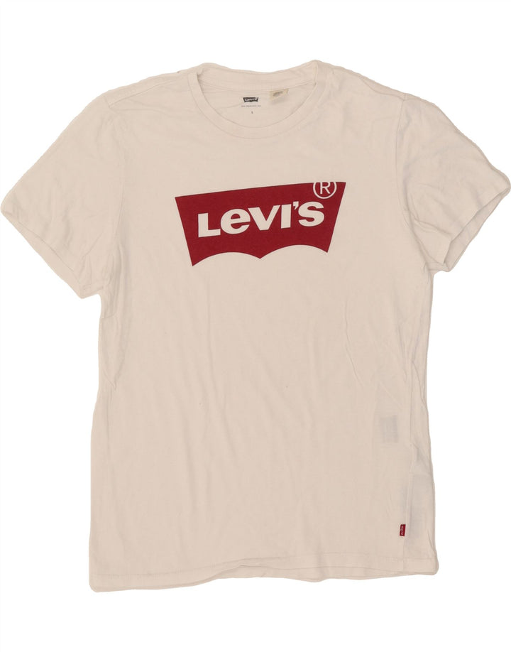 LEVI'S Mens Graphic T-Shirt Top Small White Cotton Vintage Levi's and Second-Hand Levi's from Messina Hembry 