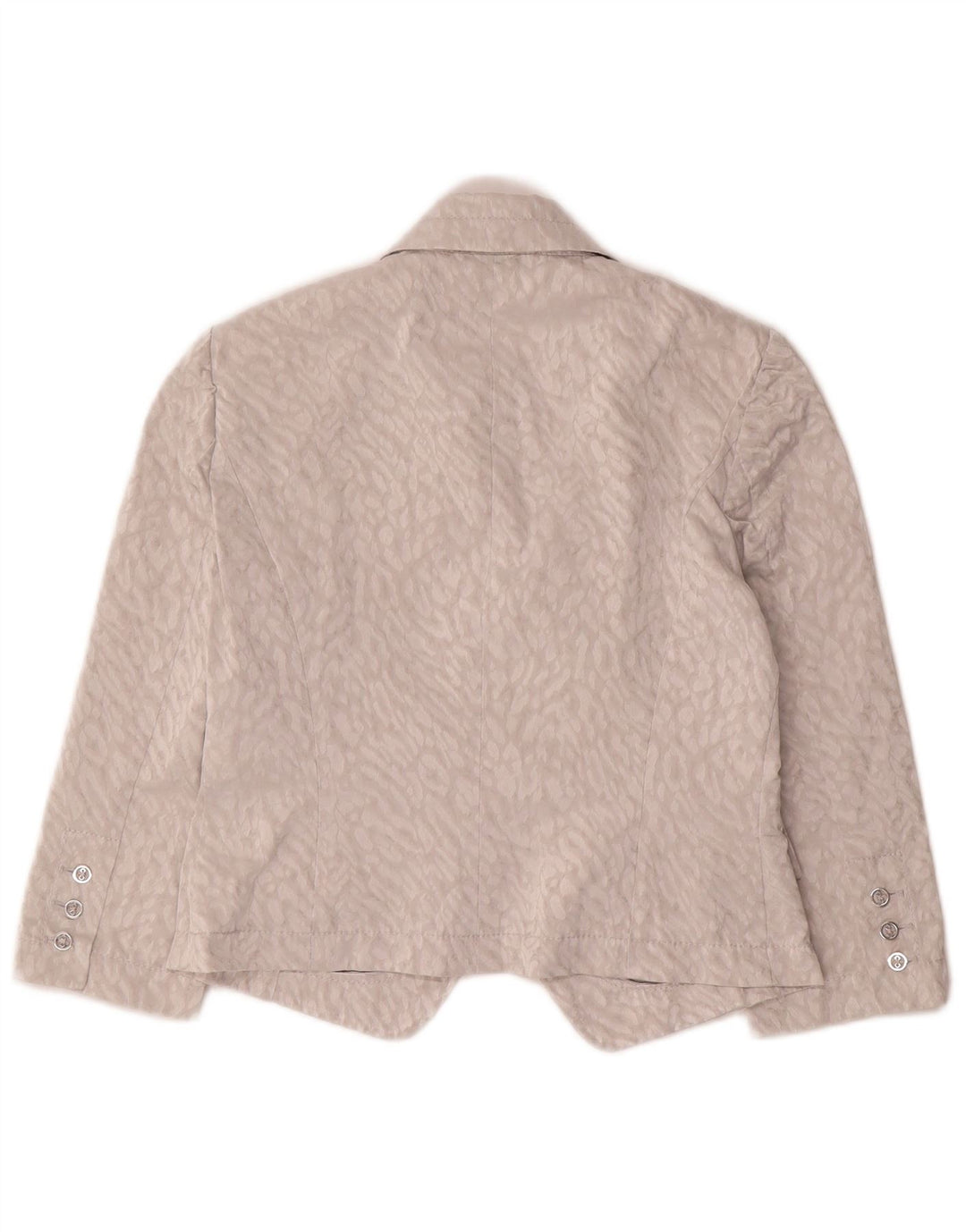 CARLA CARINI Cardigan Crop Feminino UK 10 Pequeno Cinza Animal Estampa