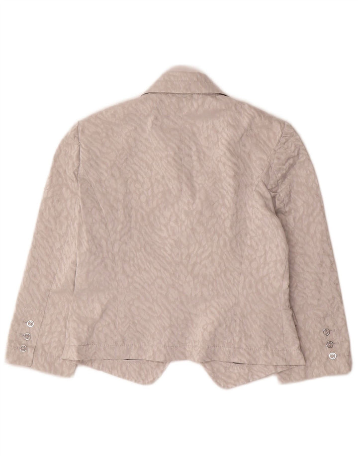 CARLA CARINI Cardigan Crop Feminino UK 10 Pequeno Cinza Animal Estampa