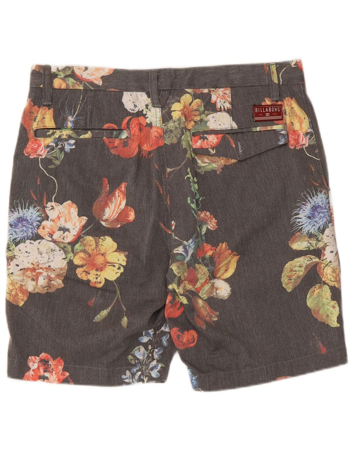 Billabong Mens Chino Shorts W30 Poliéster Floral Cinza Médio