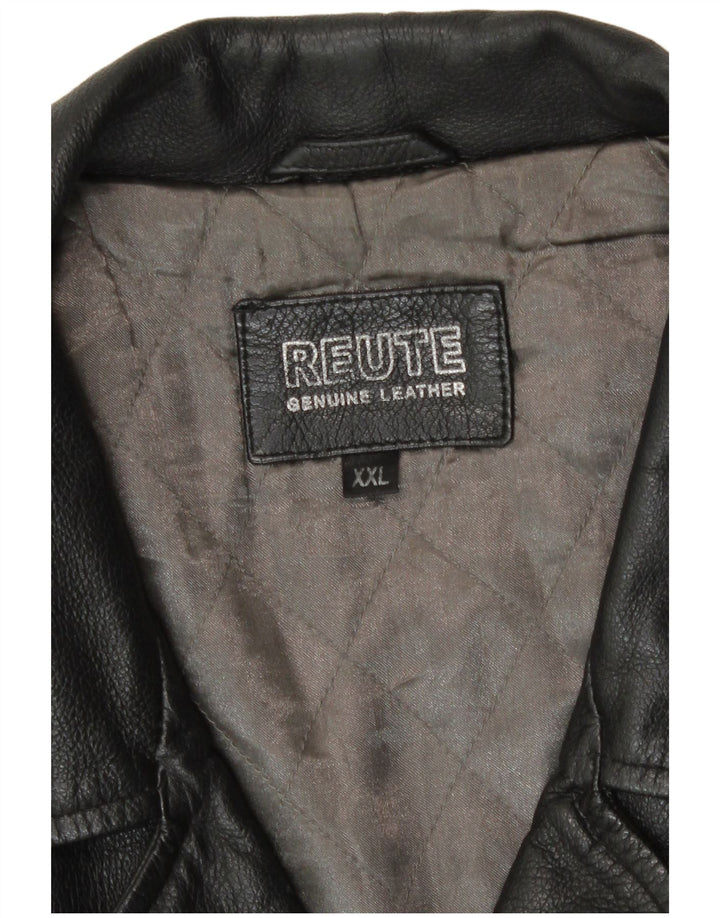 Jaqueta de couro masculina vintage UK 44 2XL couro preto