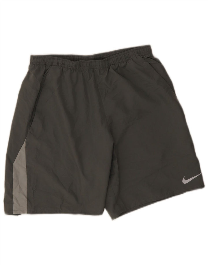Shorts esportivos masculinos Nike Dri Fit pequeno cinza colorblock poliéster