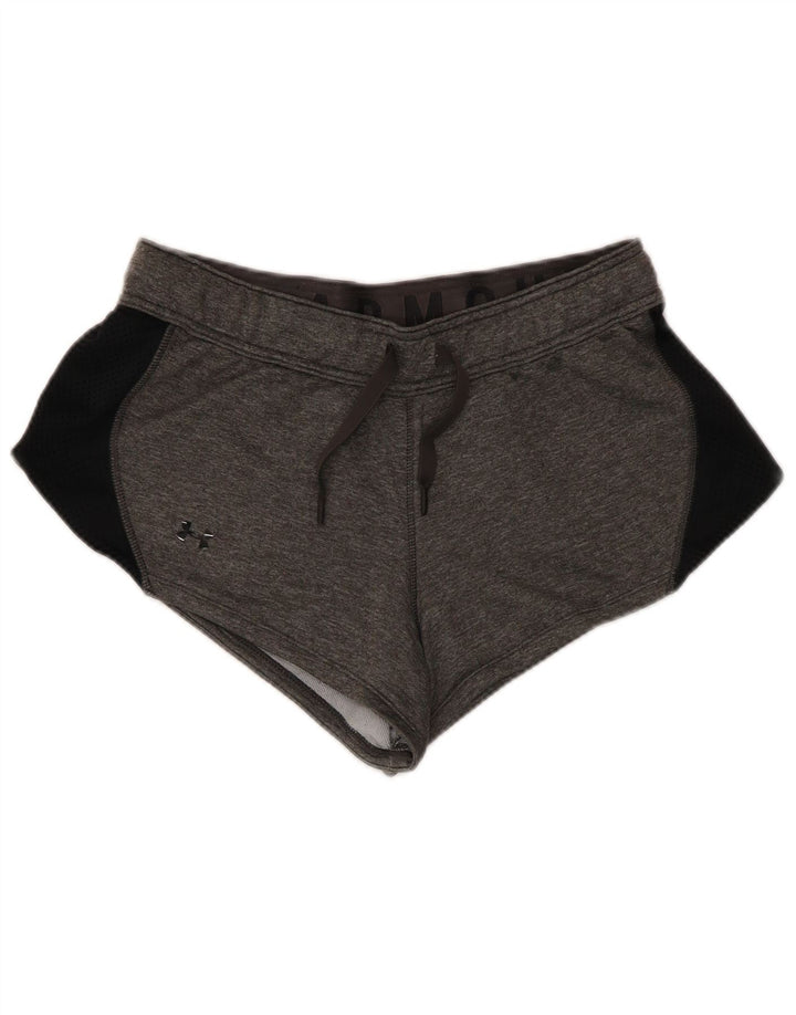 Shorts esportivos femininos Under Armour UK 14 poliéster colorblock cinza médio