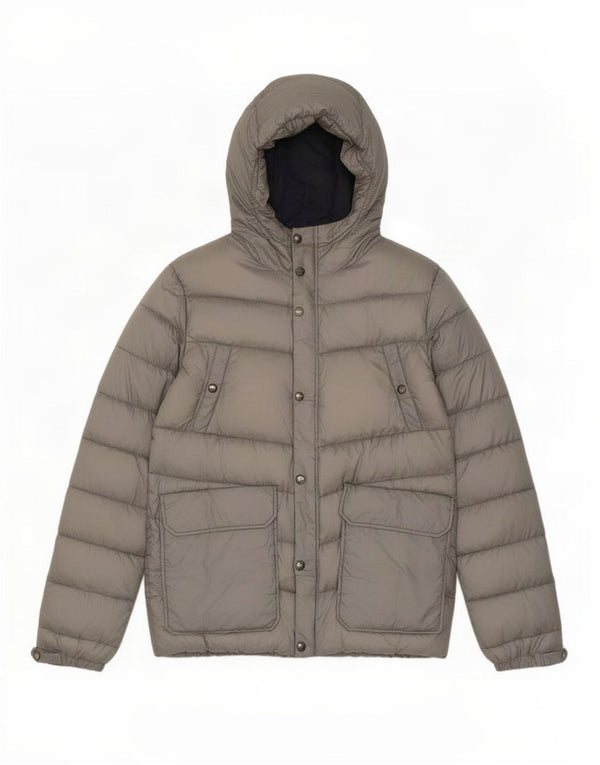 Jaqueta masculina acolchoada com capuz Woolrich UK 40 grande cinza