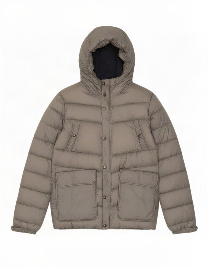 Jaqueta masculina acolchoada com capuz Woolrich UK 40 grande cinza