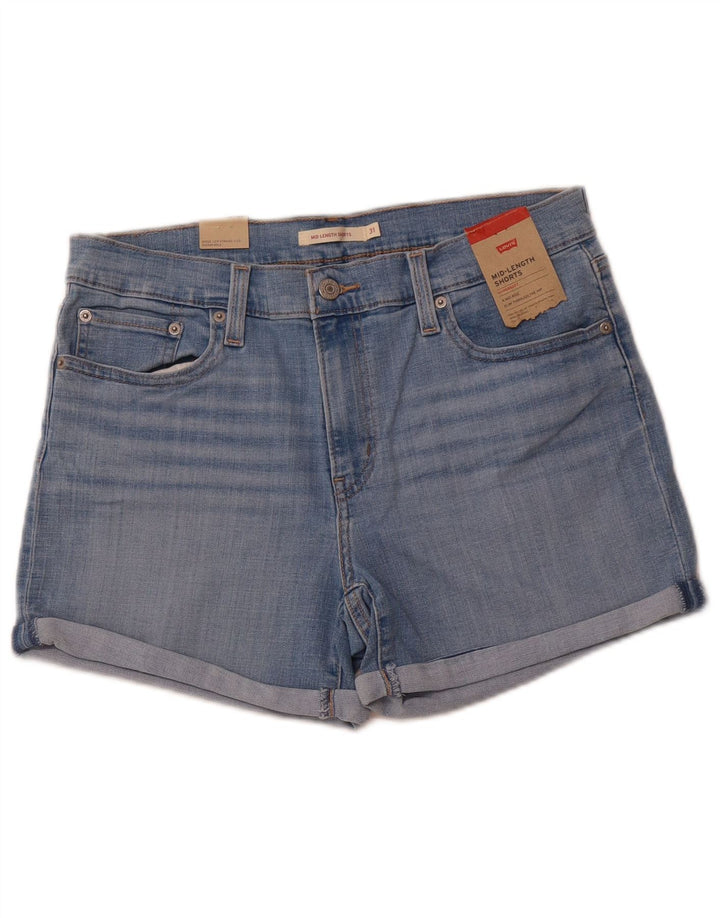 Shorts jeans feminino de cintura média LEVI'S EUA 12 grande W31 algodão azul