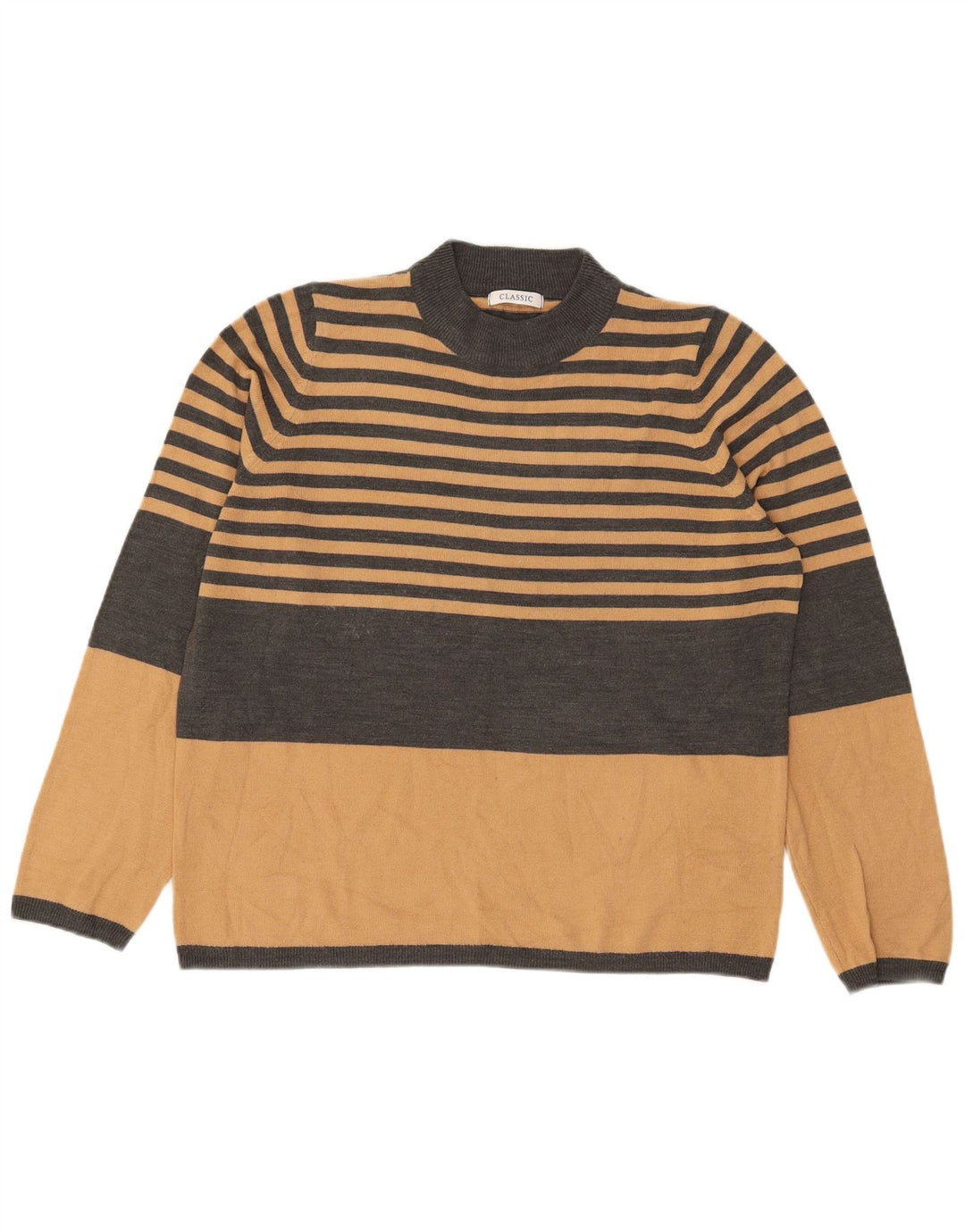 Suéter feminino Marks & Spencer com gola redonda e listrado cinza grande UK 16