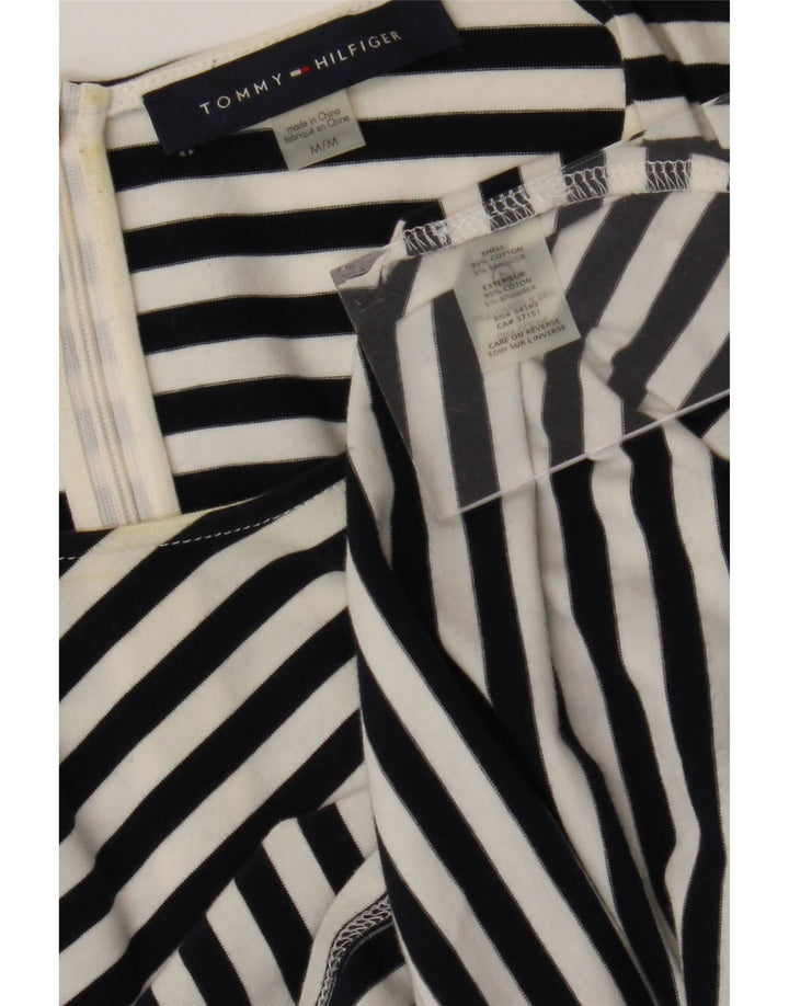 Vestido feminino Tommy Hilfiger Shift UK 12 médio preto listrado algodão