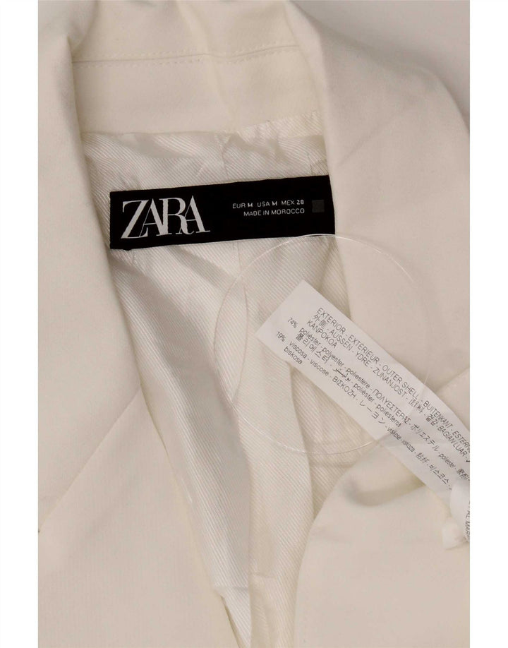 Jaqueta blazer feminina Zara com 1 botão Reino Unido 14 poliéster branco médio