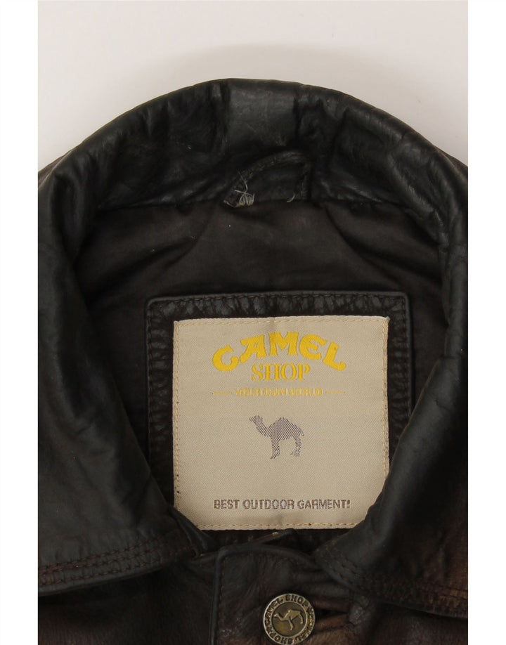 Jaqueta de couro masculina Camel Active UK 38 couro marrom médio