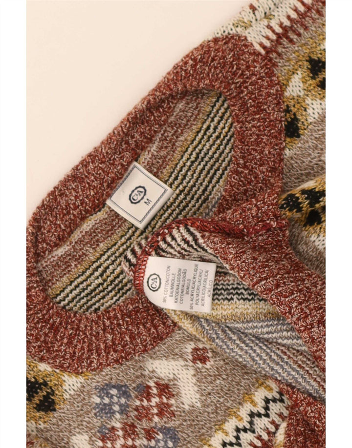 Suéter feminino C&A com gola redonda UK 14 médio multicolorido Fair Isle