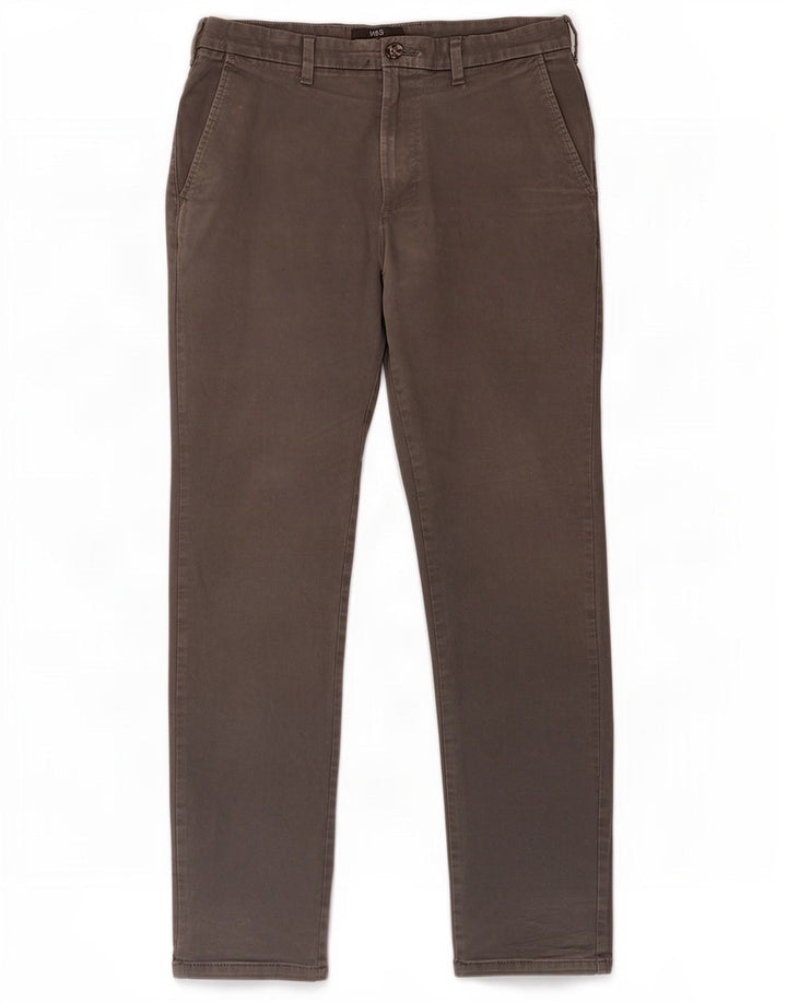 Calça Chino Masculina Slim Marks & Spencer W32 L31 Algodão Cinza