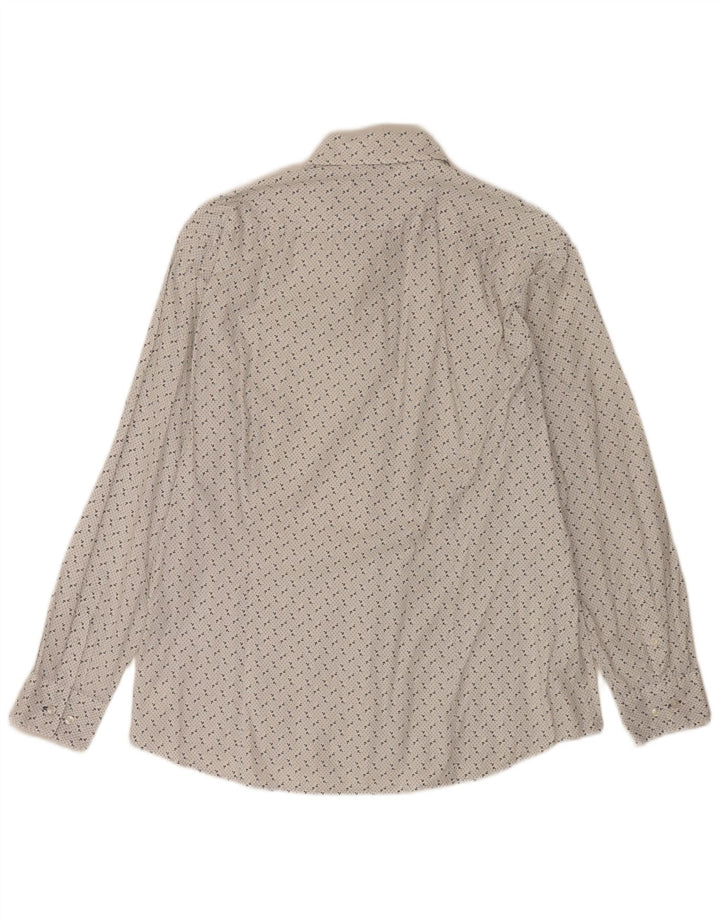 Camisa masculina Michael Kors com padrão abstrato grande de algodão branco