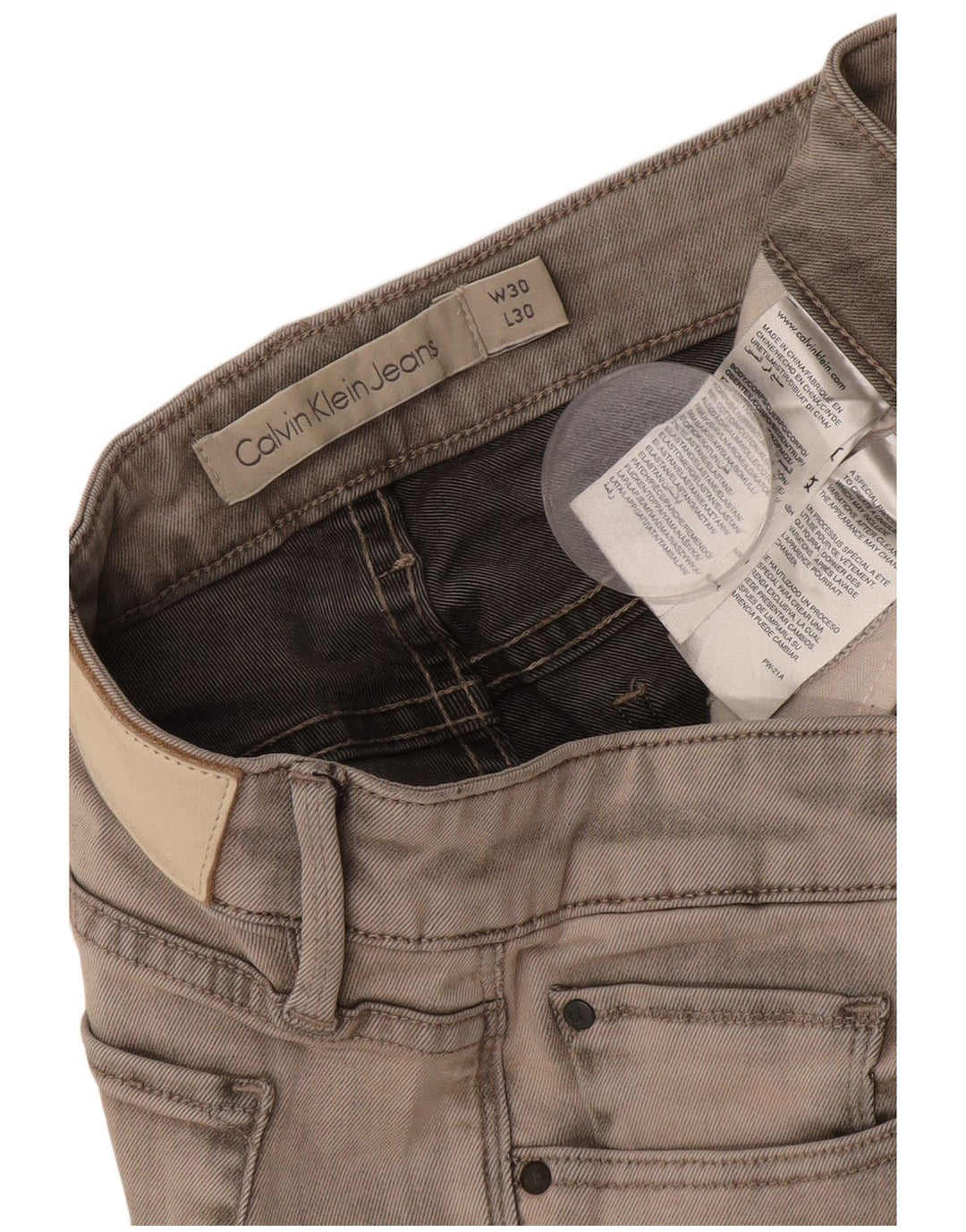 Calça jeans feminina CALVIN KLEIN W30 L30 cinza algodão