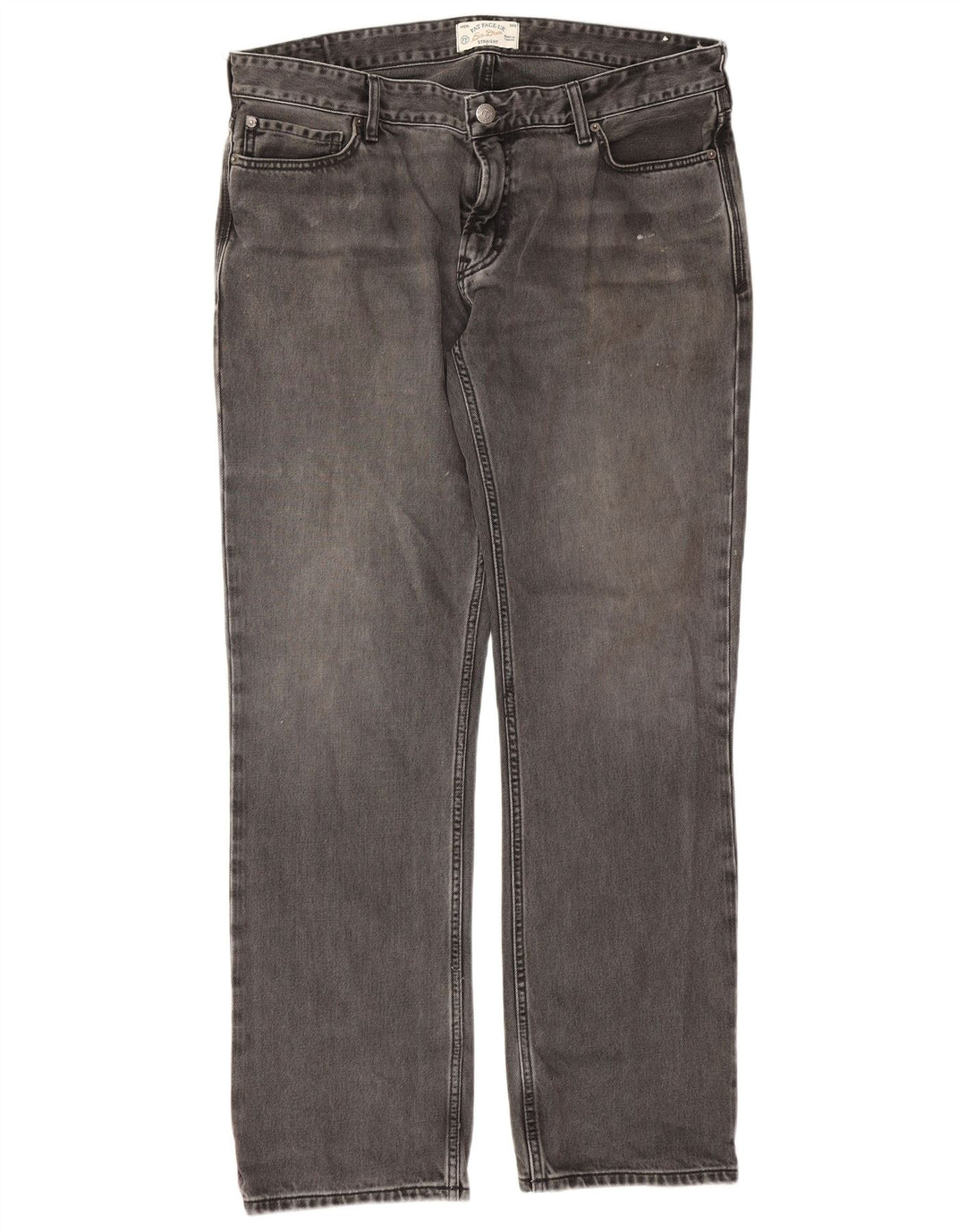 Calça jeans reta masculina Fat Face W36 L32 algodão cinza