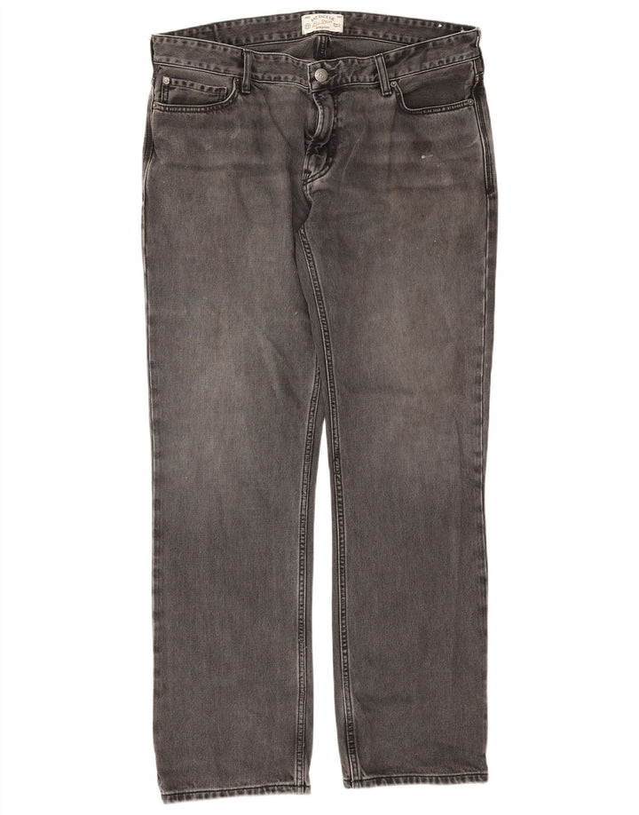 Calça jeans reta masculina Fat Face W36 L32 algodão cinza