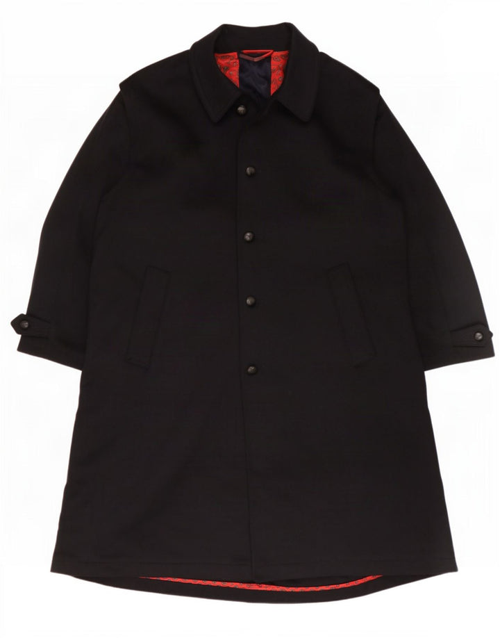 Sobretudo oversized feminino vintage IT 48 XL lã azul marinho