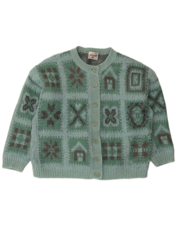 Suéter cardigã feminino vintage IT 48 XL verde Fair Isle
