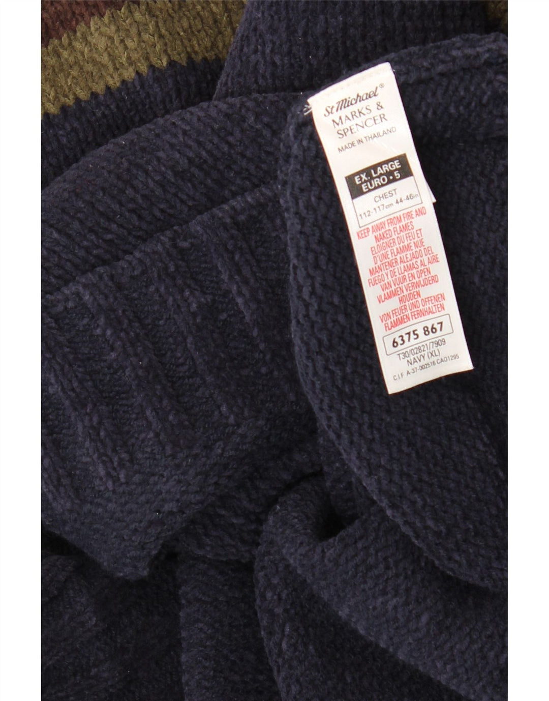 Suéter masculino Marks & Spencer com gola tartaruga XL azul marinho colorblock