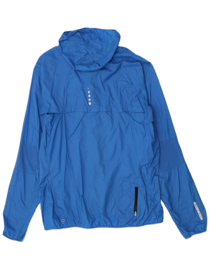 Jaqueta de chuva masculina Puma com capuz UK 42 XL azul xadrez nylon