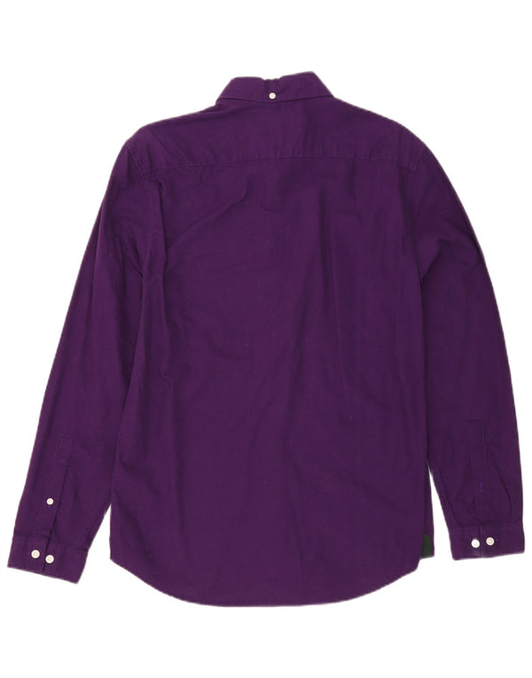 Jack Wills Camisa masculina slim fit pequena de algodão roxo