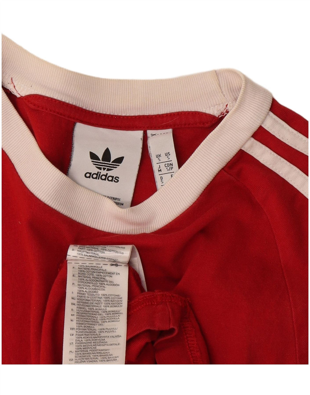 Adidas Mens T-Shirt Top Pequeno Algodão Vermelho