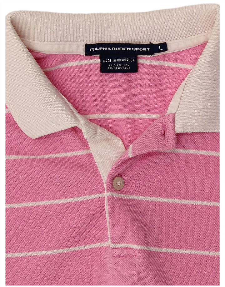 Polo feminino RALPH LAUREN Reino Unido 14 grande algodão listrado rosa