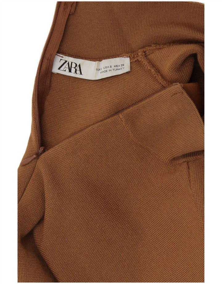 Blusa feminina Zara Top UK 8 pequena viscose marrom