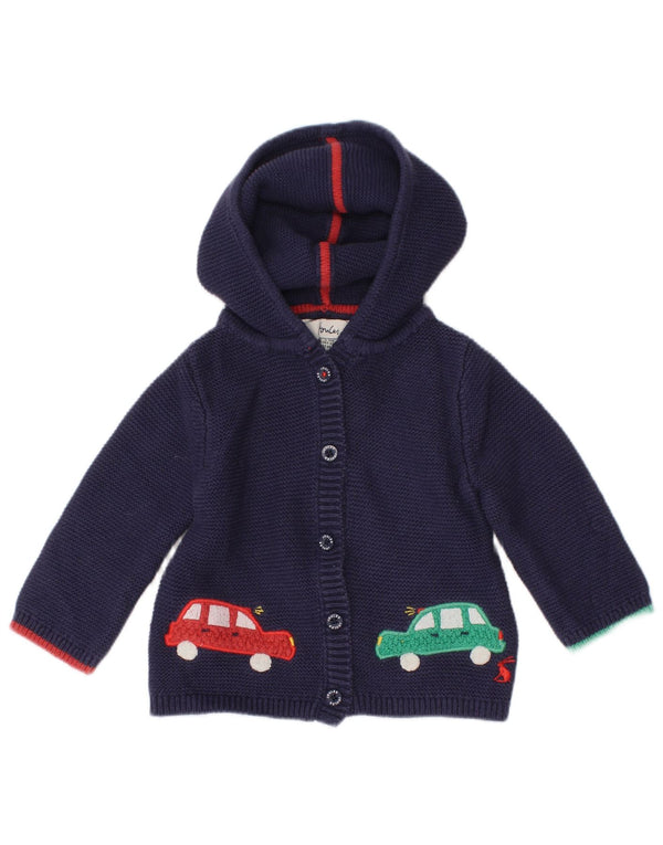 JOULES Suéter cardigã estampado com capuz para bebês meninas de 3 a 6 meses azul marinho