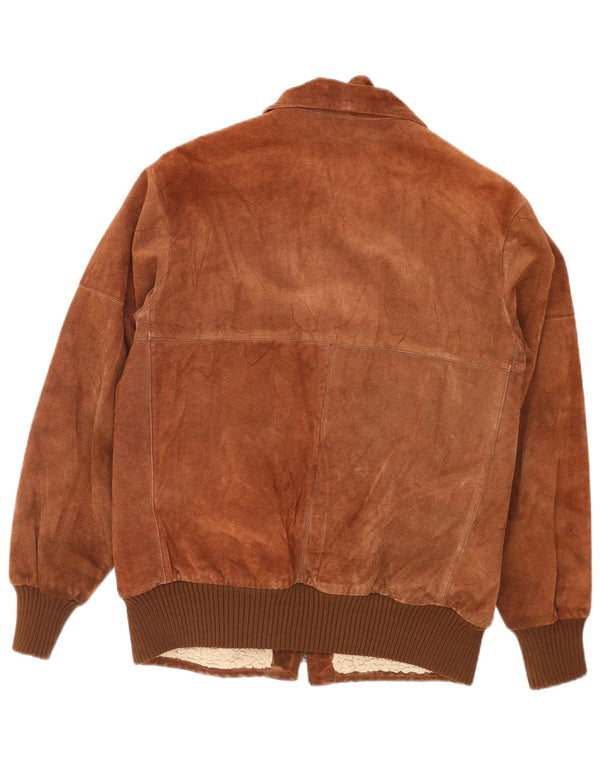 Jaqueta bomber masculina Piccini de camurça IT 48 couro marrom médio retrô