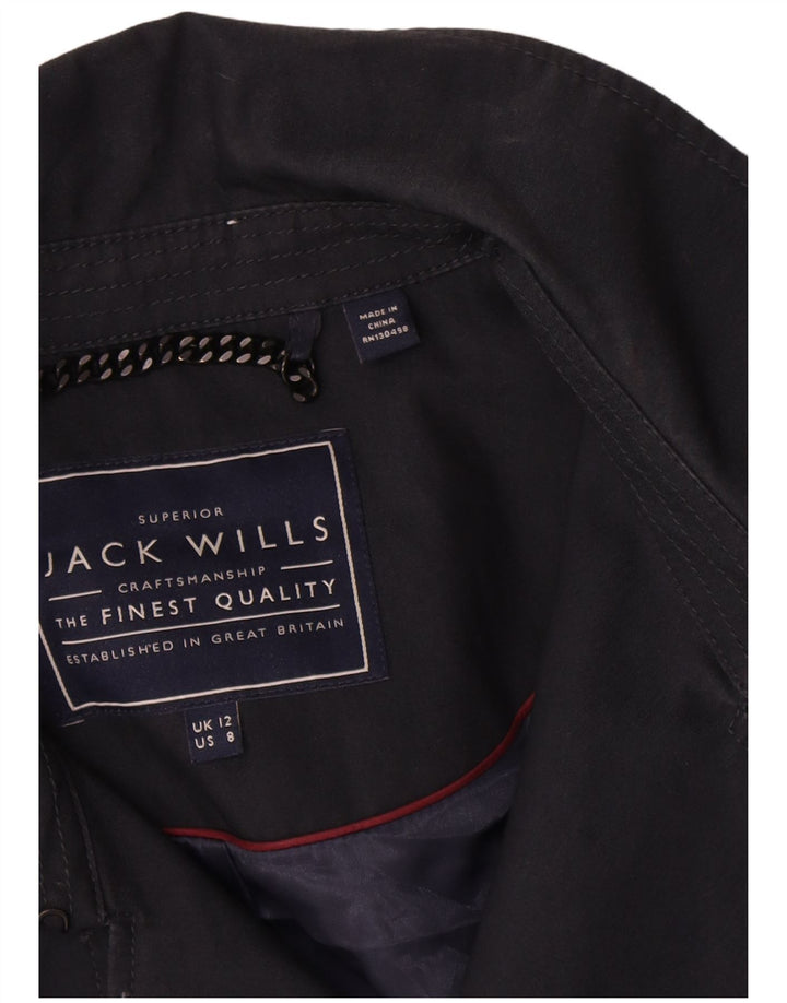 Casaco impermeável feminino Jack Wills Reino Unido 12 algodão azul marinho médio