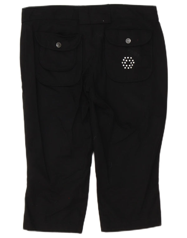 Calça capri feminina de cintura baixa Puma UK 8 pequena W30 L17 preta