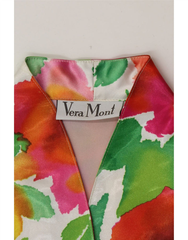 Vera Mont blusa feminina transparente Reino Unido 12 médio floral multicolorido
