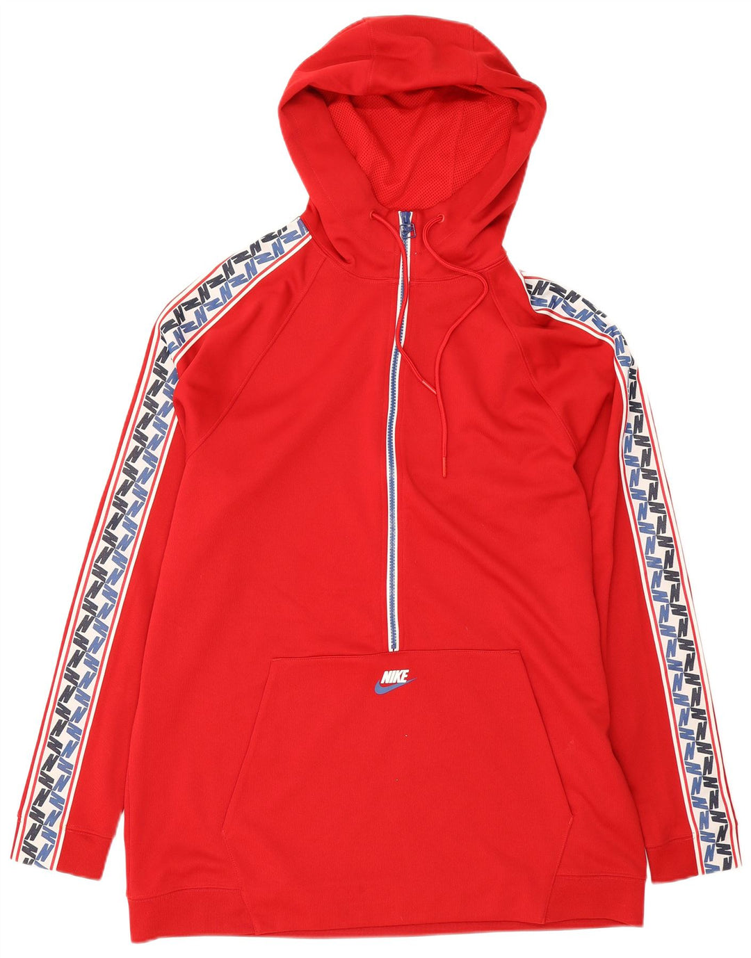 Suéter Nike masculino com capuz e gola com zíper, médio, vermelho, bloco colorido de poliéster