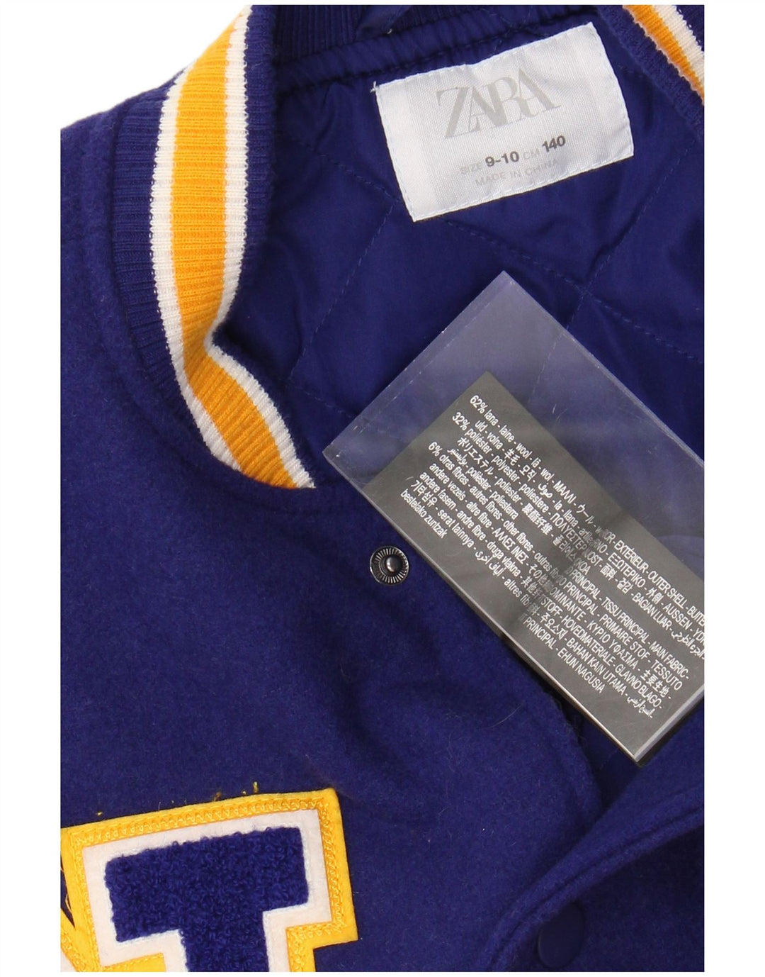 Jaqueta ZARA Girls New York Crocodiles Graphic Varsity 9-10 anos Azul marinho