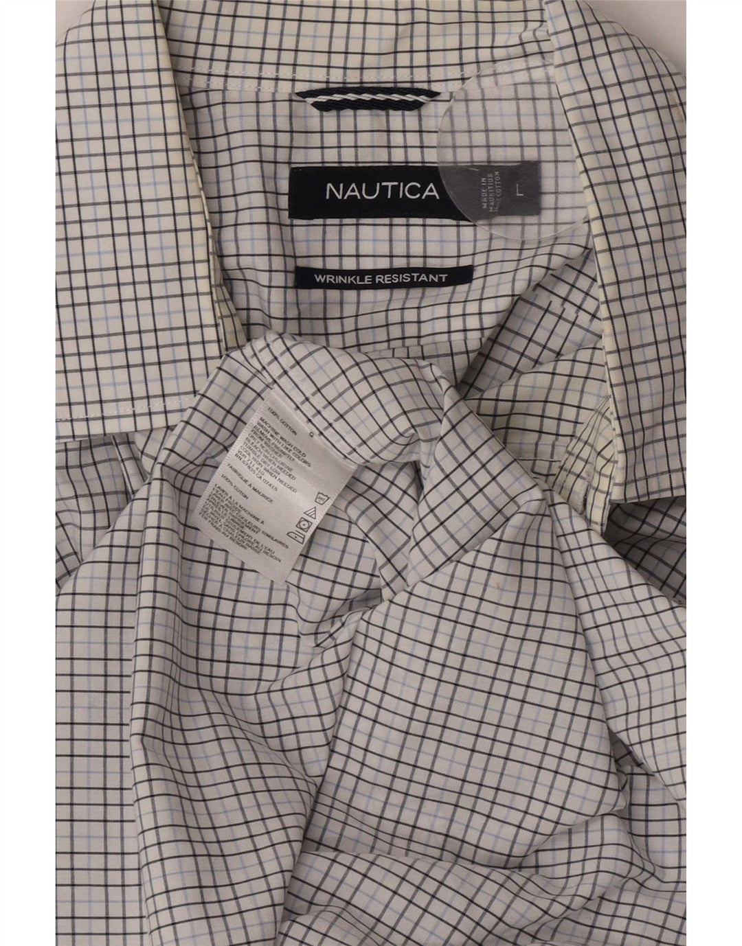 Camisa masculina Nautica grande algodão xadrez branco