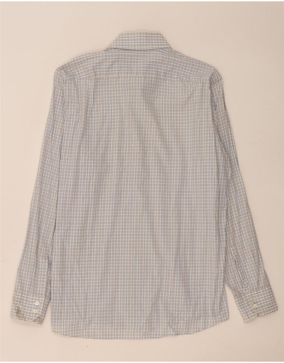 Camisa masculina de ajuste regular Hugo Boss tamanho 16 1/2 grande algodão guingão azul