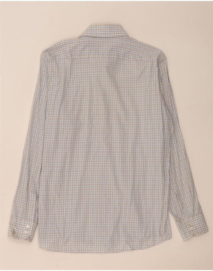 Camisa masculina de ajuste regular Hugo Boss tamanho 16 1/2 grande algodão guingão azul