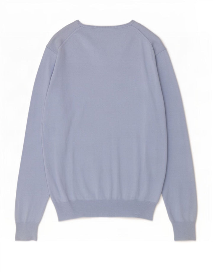 Zara Suéter masculino com decote em V grande azul