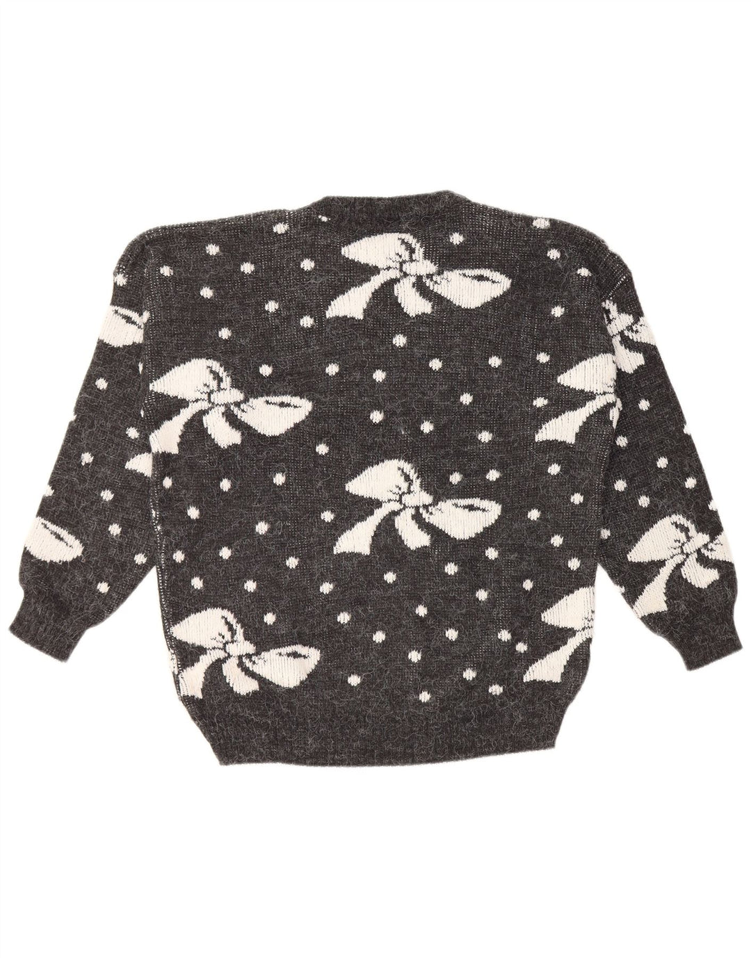 Suéter feminino VINTAGE com gola redonda Reino Unido 16 grande acrílico manchado cinza