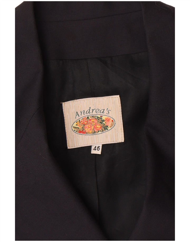 Jaqueta blazer feminina ANDREA'S com peito duplo IT 46 grande azul marinho