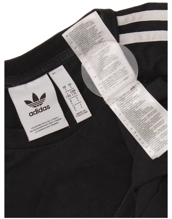 Adidas Mens Top Manga Longa Grande Algodão Preto