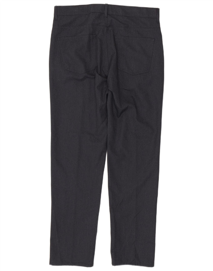 Calça masculina de terno reto Marks & Spencer W34 L33 azul marinho poliéster