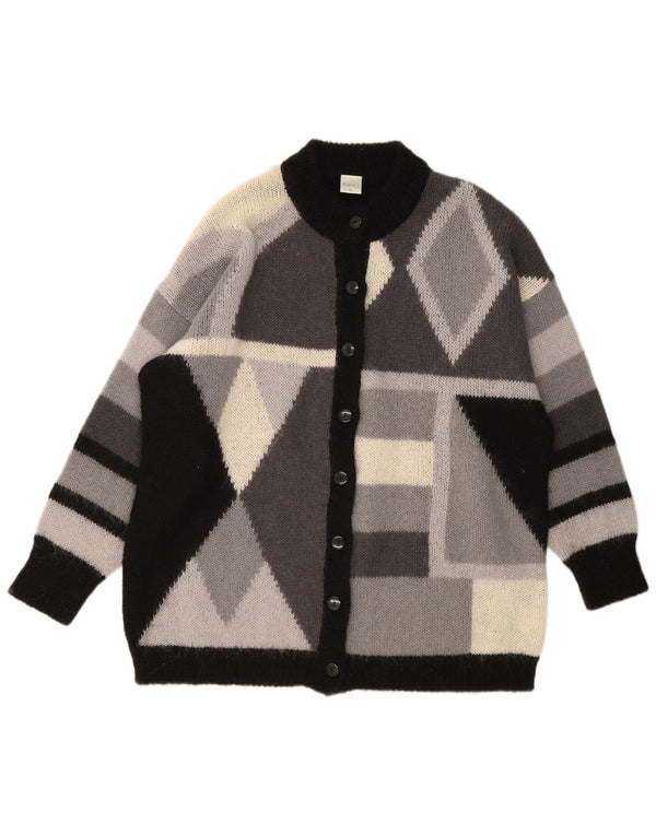 C&A Suéter feminino canda oversized cardigan Reino Unido 18 XL cinza geométrico acrílico